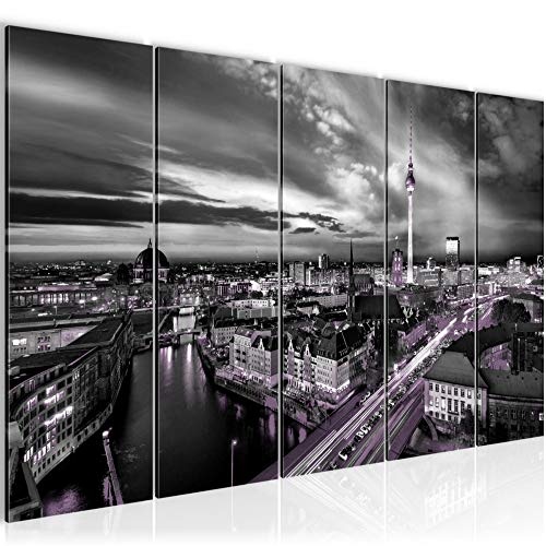 Bilder Stadt Berlin Wandbild 200 x 80 cm - 5 Teilig Vlies...
