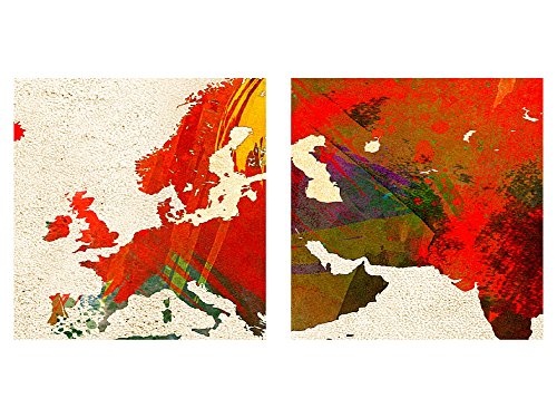 Bilder Weltkarte World Map Wandbild 200 x 100 cm Vlies - Leinwand Bild XXL Format Wandbilder Wohnzimmer Wohnung Deko Kunstdrucke Bunt 5 Teilig - MADE IN GERMANY - Fertig zum Aufhängen 105151a