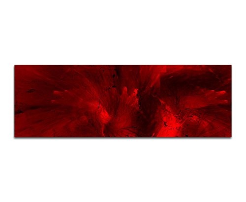 Brennende Leidenschaft - Abstrakt326_150x50cm Bild auf Leinwand Abstraktes Motiv knallig rot schwarz Panoramabild Kunstdruck auf Keilrahmen
