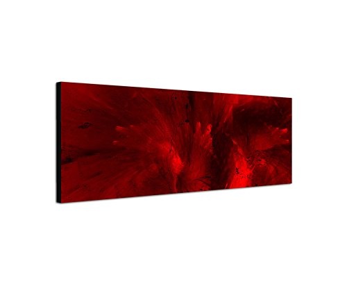 Brennende Leidenschaft - Abstrakt326_150x50cm Bild auf Leinwand Abstraktes Motiv knallig rot schwarz Panoramabild Kunstdruck auf Keilrahmen