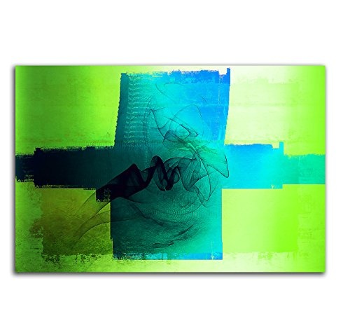 60x80cm LeinLeinwandbild Abstrakt088 knalliges Leinwandbildtürkis blau grün zeitlose Wohnraum-Dekoration Kunstdruck