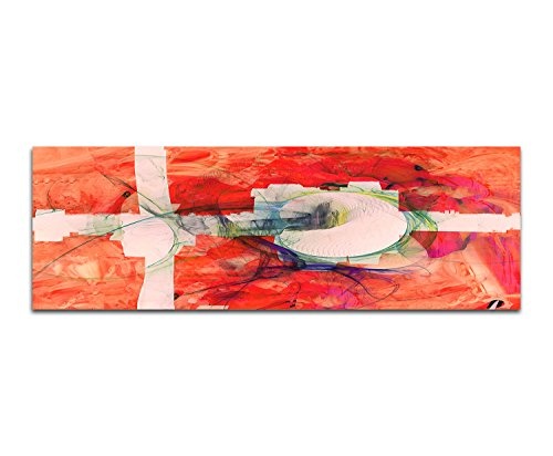 Fremder Moment - Abstrakt377_150x50cm Bild auf Leinwand Abstraktes Wandbild knallig rot Panoramabild Kunstdruck auf Keilrahmen