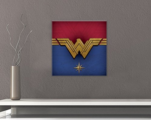 1art1 105330 Wonder Woman - Emblem Poster Leinwandbild Auf Keilrahmen 40 x 40 cm