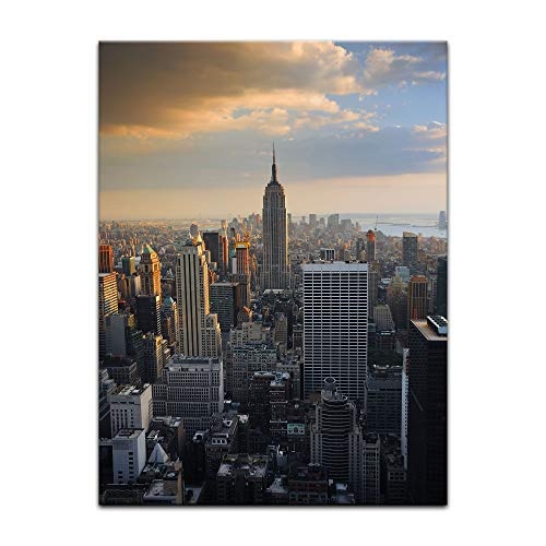Wandbild - New York City II - Bild auf Leinwand - 60x80 cm 1 teilig - Leinwandbilder - Städte & Kulturen - Amerika - Stadtansicht von New York - Luftaufnahme von Manhattan