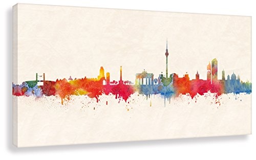 Kunstbruder Wandbild Kunstdruck Leinwandbild Berlin Skyline - Color (Div. Größen) - Kunst Druck auf Leinwand Bilder Banksy 30x60cm