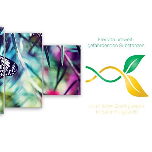 ge Bildet® hochwertiges Leinwandbild XXL - Butterfly - Color Explosion - 150 x 70 cm mehrteilig (5 teilig) 22989