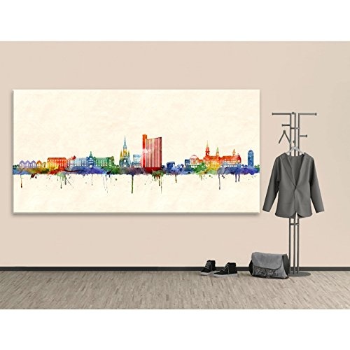 Kunstbruder Skyline Chemnitz Color (div. Größen) - Kunst Druck auf Leinwand 60x120cm