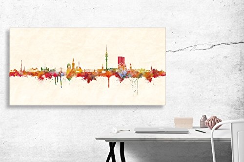 Kunstbruder Wandbild - Hamburg Skyline - Color (div. Größen) - Kunst Druck Like Banksy Leinwandbild Wohnzimmerbild Kunstbild 40x80cm