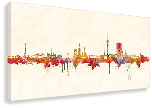 Kunstbruder Wandbild - Hamburg Skyline - Color (div. Größen) - Kunst Druck Like Banksy Leinwandbild Wohnzimmerbild Kunstbild 40x80cm