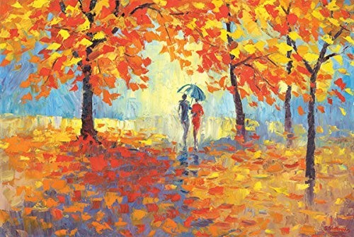 Keilrahmen-Bild - Stanislav Sidorov: Color of The Rain Leinwandbild Bäume Herbst Regen Bunt (80x120)
