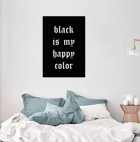 Großer Leinwandbilder Black Happy Color Quote Sarcasm Fashion Zitat Motiv auf Keilrahmen als stylishe, moderne Dekoration für Wohnzimmer, Schlafzimmer, Home Office - Kunstdruck Größe: 50 cm x 70 cm