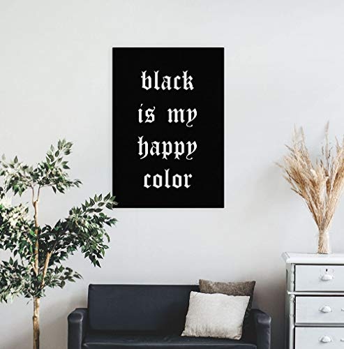 Großer Leinwandbilder Black Happy Color Quote Sarcasm Fashion Zitat Motiv auf Keilrahmen als stylishe, moderne Dekoration für Wohnzimmer, Schlafzimmer, Home Office - Kunstdruck Größe: 50 cm x 70 cm