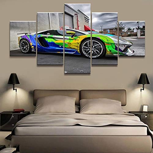 EUFJHS 5-Teilige Leinwand Auf Leinwand Gedruckt Hd Home Decor Canvas Prints Picture Color Car Poster Wall Art Fashion Painting Living Room -A Rahmenlos