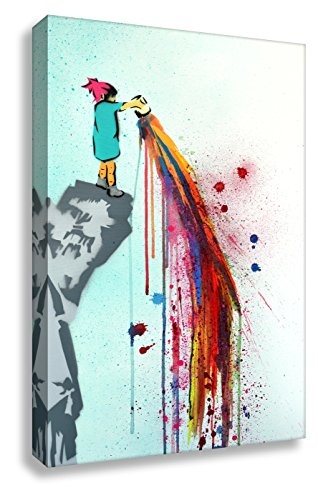 Kunstbruder Kunstdruck auf Leinwand Color Rain (Div. Größen) Bild fertig auf Keilrahmen/Graffiti Like Banksy/Wandbilder (65x100cm)
