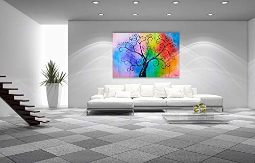 exclusive-gallery I Monica Mirafiori I Gemälde Color Tree I 120x80cm | XXL Leinwandbild handgemalt | Acrylgemälde auf Leinwand | Sehr großes Acrylbild auf Keilrahmen
