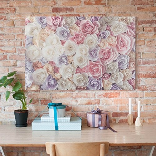 Bilderwelten Leinwandbild - Pastell Papier Art Rosen - Querformat 2:3 Leinwandbild Leinwandbild Leinwandbild XXL Leinwanddruck Maße HxB: 80cm x 120cm