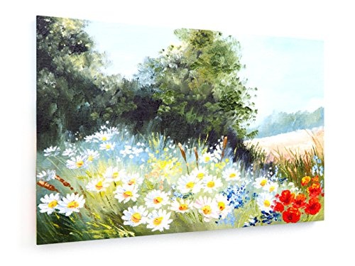 Maksim Gorbunov - Ölgemälde Landschaft - Wiese der Gänseblümchen, Natur - 75x50 cm - Leinwandbild auf Keilrahmen - Wand-Bild - Kunst, Gemälde, Foto, Bild auf Leinwand - Blumen