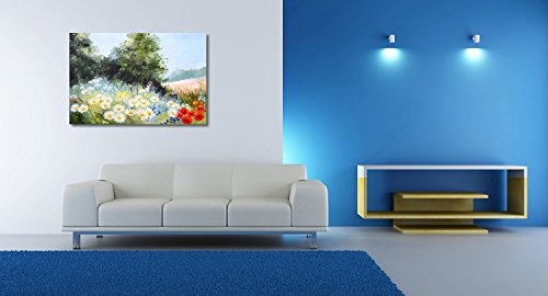 Maksim Gorbunov - Ölgemälde Landschaft - Wiese der Gänseblümchen, Natur - 75x50 cm - Leinwandbild auf Keilrahmen - Wand-Bild - Kunst, Gemälde, Foto, Bild auf Leinwand - Blumen