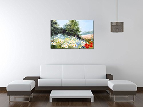 Maksim Gorbunov - Ölgemälde Landschaft - Wiese der Gänseblümchen, Natur - 75x50 cm - Leinwandbild auf Keilrahmen - Wand-Bild - Kunst, Gemälde, Foto, Bild auf Leinwand - Blumen