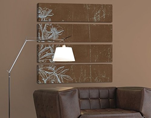 Leinwandbild Blaue Blumenskizze Quattro Mohnfeld Herbst Entwurf Pastell, Leinwand, Leinwandbild XXL, Leinwanddruck, Wandbild