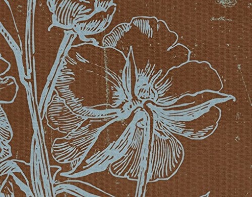 Leinwandbild Blaue Blumenskizze Quattro Mohnfeld Herbst Entwurf Pastell, Leinwand, Leinwandbild XXL, Leinwanddruck, Wandbild