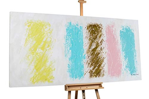 KunstLoft® XXL Gemälde Pastel Swatches 200x100cm | original handgemalte Bilder | Abstrakt modern Blau Pastell | Leinwand-Bild Ölgemälde einteilig groß | Modernes Kunst Ölbild
