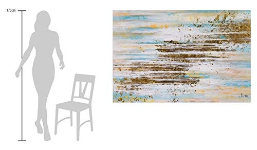 KunstLoft® XXL Gemälde Goldener Morgen 180x120cm | original handgemalte Bilder | Abstrakt modern Türkis Pastell | Leinwand-Bild Ölgemälde einteilig groß | Modernes Kunst Ölbild