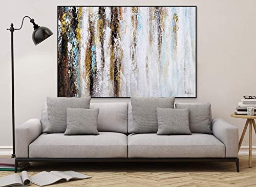 KunstLoft® XXL Gemälde About The Beholder 180x120cm | original handgemalte Bilder | Abstrakt modern Braun Pastell | Leinwand-Bild Ölgemälde einteilig groß | Modernes Kunst Ölbild