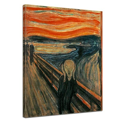 Keilrahmenbild Edvard Munch Der Schrei - 90x120cm hochkant - Alte Meister Berühmte Gemälde Leinwandbild Kunstdruck Bild auf Leinwand