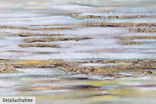 KunstLoft XXL Gemälde Sensitive Heaven 200x100cm | Original handgemalte Bilder | Abstrakt Blau Pastell Gold | Leinwand-Bild Ölgemälde Einteilig groß | Modernes Kunst Ölbild