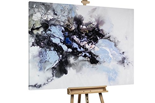KunstLoft® XXL Gemälde Dissolution 200x150cm | original handgemalte Bilder | Abstrakt Schwarz Blau Pastell Wasser | Leinwand-Bild Ölfarbegemälde einteilig groß | Modernes Kunst Ölfarbebild