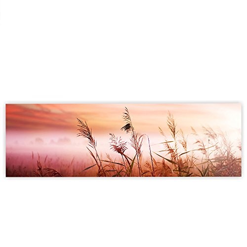 Leinwandbild 145x45 cm PREMIUM Leinwand Bild - Wandbild Kunstdruck Wanddeko Wand Canvas - PINK DUNES - Sonnenaufgang Meer Strand Dünen Rosa Pastell Pink Beach Sunset - no. 077