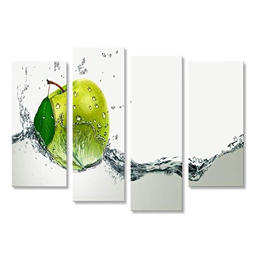 islandburner Bild Bilder auf Leinwand Apfel in Wasser grün frisch Küche Poster, Leinwandbild, Wandbilder