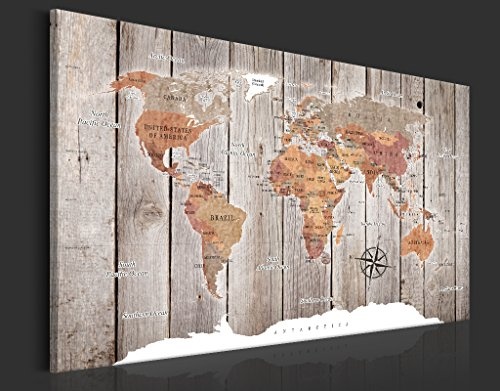 murando - Weltkarte Pinnwand 120x80 cm Bilder mit Kork Rückwand 1 Teilig Vlies Leinwandbild Korktafel Fertig Aufgespannt Wandbilder XXL Kunstdrucke Landkarte k-C-0050-p-b