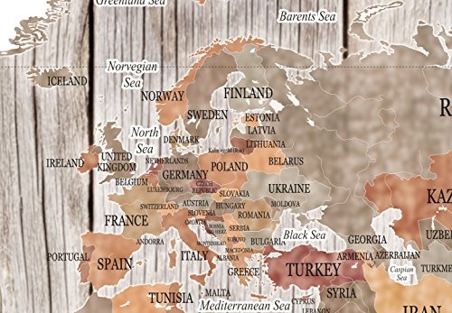 murando - Weltkarte Pinnwand 120x80 cm Bilder mit Kork Rückwand 1 Teilig Vlies Leinwandbild Korktafel Fertig Aufgespannt Wandbilder XXL Kunstdrucke Landkarte k-C-0050-p-b