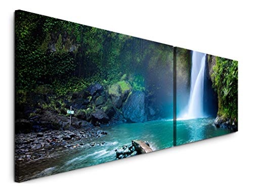 Wasserfall aus Einem Berg 180x50cm - 2 Wandbilder je...