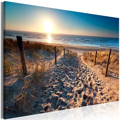 decomonkey | Mega XXXL Bilder Meer Strand | Wandbild Leinwand 170x85 cm Selbstmontage DIY Einteiliger XXL Kunstdruck zum aufhängen | Landschaft Natur Sonnenuntergang Sand