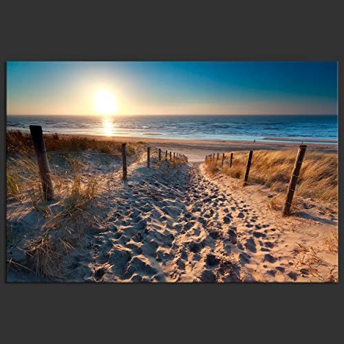 decomonkey | Mega XXXL Bilder Meer Strand | Wandbild Leinwand 170x85 cm Selbstmontage DIY Einteiliger XXL Kunstdruck zum aufhängen | Landschaft Natur Sonnenuntergang Sand