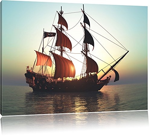 Pixxprint Altes Segelschiff 100x70cm Leinwandbild Wandbild Kunstdruck