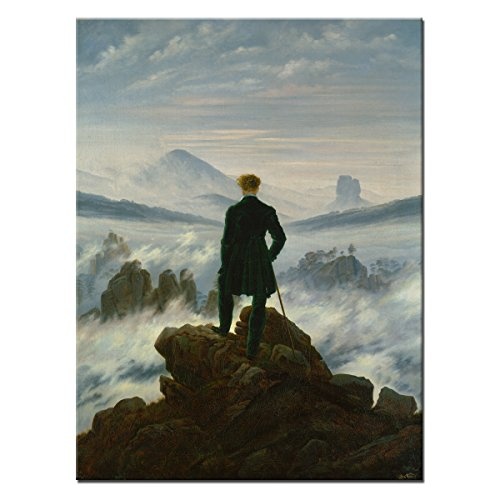 Wandkings Leinwandbild "Der Wanderer über dem Nebelmeer" von Caspar David Friedrich / 60 x 80 cm / auf Keilrahmen