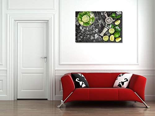 Mojito, Caipirinha, Limonade, Tonic Water - 120x80 cm - Leinwandbild auf Keilrahmen - Wand-Bild - Kunst, Gemälde, Foto, Bild auf Leinwand - Kochen & Essen