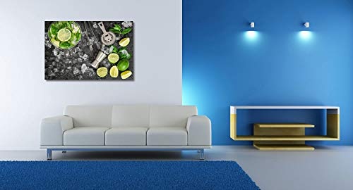 Mojito, Caipirinha, Limonade, Tonic Water - 120x80 cm - Leinwandbild auf Keilrahmen - Wand-Bild - Kunst, Gemälde, Foto, Bild auf Leinwand - Kochen & Essen