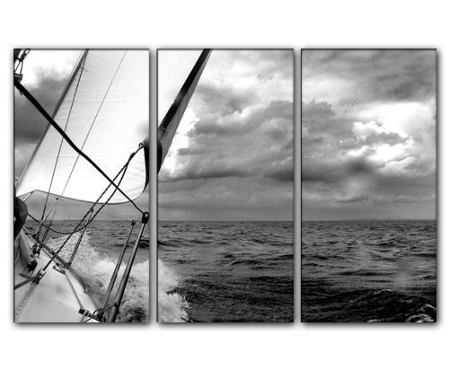 130x80cm (sail-sailing-water 3x40x80cm) Leinwandbild auf...