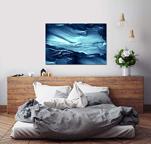 bestforhome 180x120cm Leinwandbild abstrakt blau The Deep Water Leinwand auf Holzrahmen
