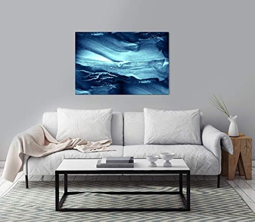 bestforhome 180x120cm Leinwandbild abstrakt blau The Deep Water Leinwand auf Holzrahmen