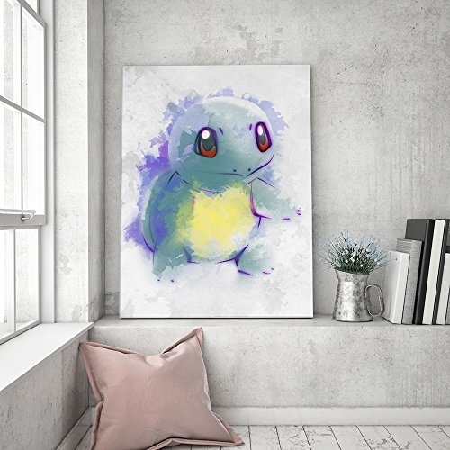 Feeby. Wandbild - 1 Teilig - 40x60 cm, Leinwand Bild Leinwandbilder Bilder Wandbilder Kunstdruck, Water Watercolor - DDJVigo, Anime, Blau