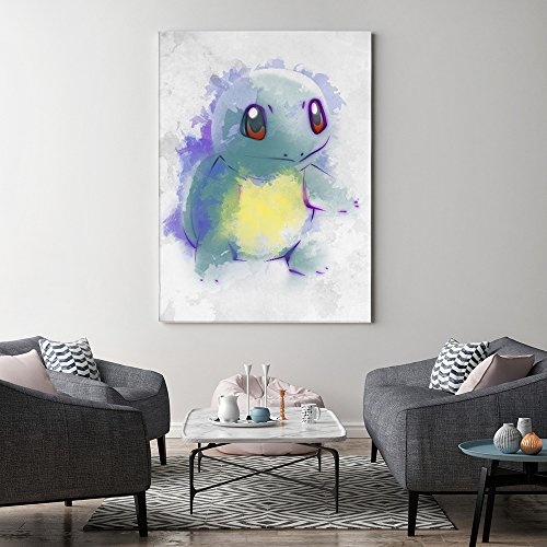 Feeby. Wandbild - 1 Teilig - 40x60 cm, Leinwand Bild Leinwandbilder Bilder Wandbilder Kunstdruck, Water Watercolor - DDJVigo, Anime, Blau