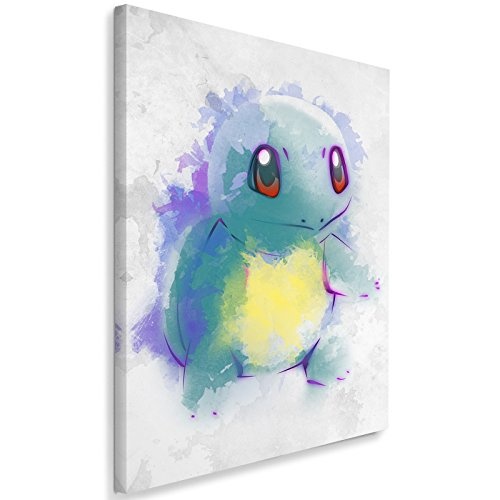 Feeby. Wandbild - 1 Teilig - 40x60 cm, Leinwand Bild Leinwandbilder Bilder Wandbilder Kunstdruck, Water Watercolor - DDJVigo, Anime, Blau