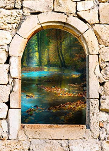Leinwandbild, Motiv Calm Waters, 3D-Ausblick von Einem Steinbogen auf dem Fenster, gerahmt, 101,6 cm hoch x 76,2 cm breit