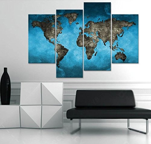 Flowing water Leinwandbilder Einer Weltkarte in Braun und Tan für Dein Schlafzimmer - Große Vintage Wandkunst - 4204 (58.67 * 34.15in)- Dekorative Wand